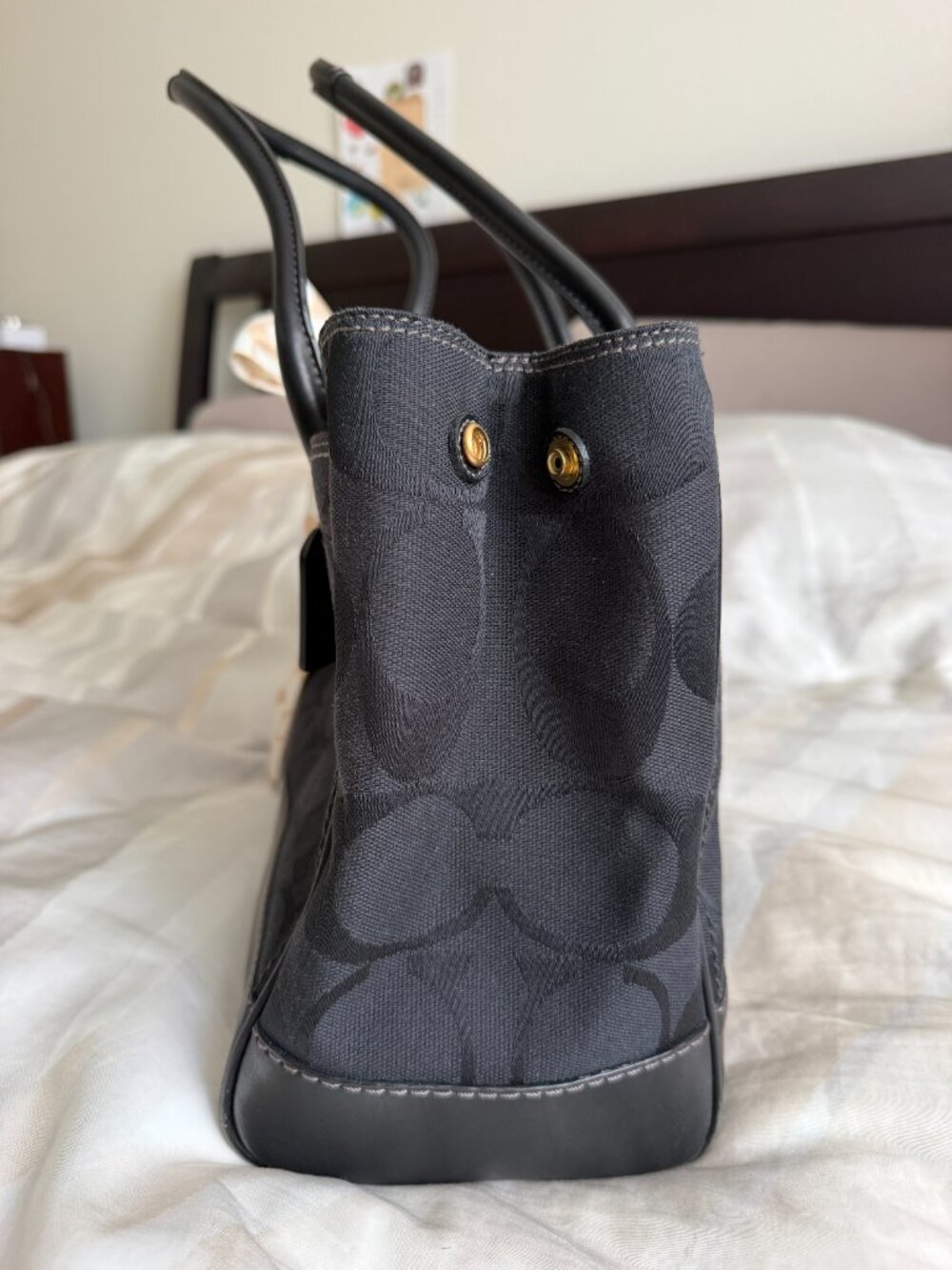 Coach Hamptons Legacy Madeleine Black Signature Canvas Tote Bag (Style: 11558) - Picture 5 of 12